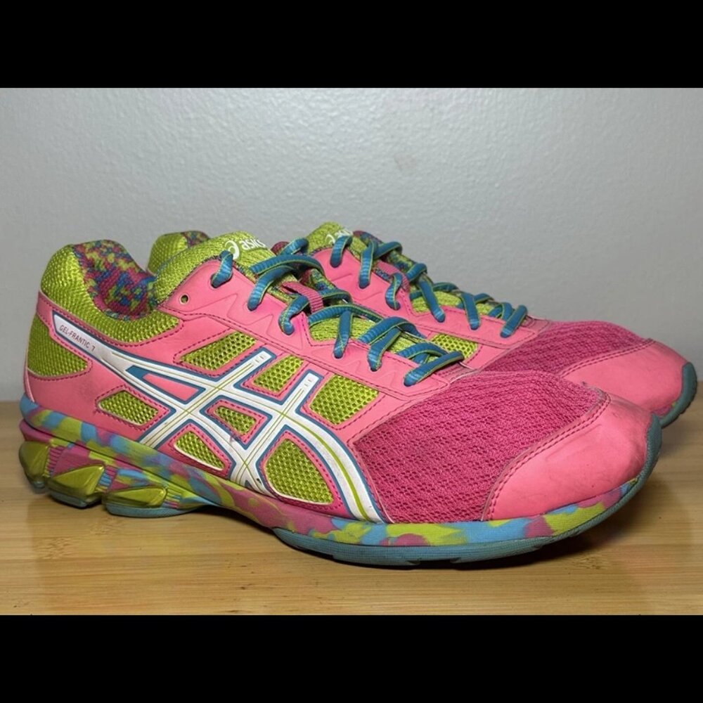 Size 11 - Asics Gel Frantic 7 T3A6Q Women Running Shoes Pink Multicolor Sneaker
